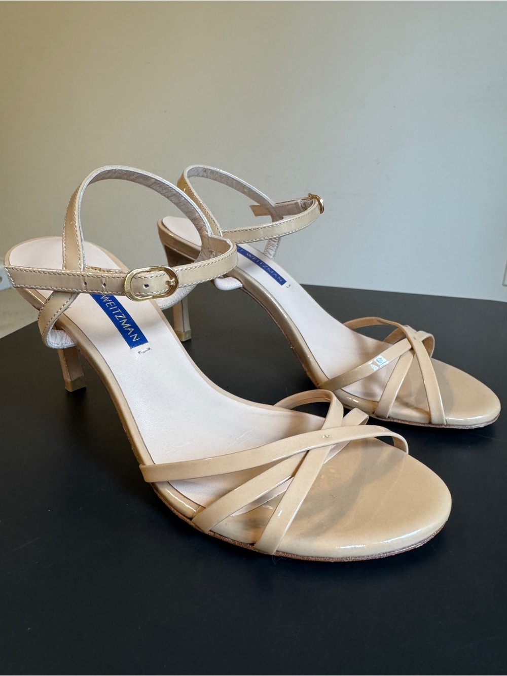 Stuart Weitzman Starla Beige Strappy Heel Sandals Size 5